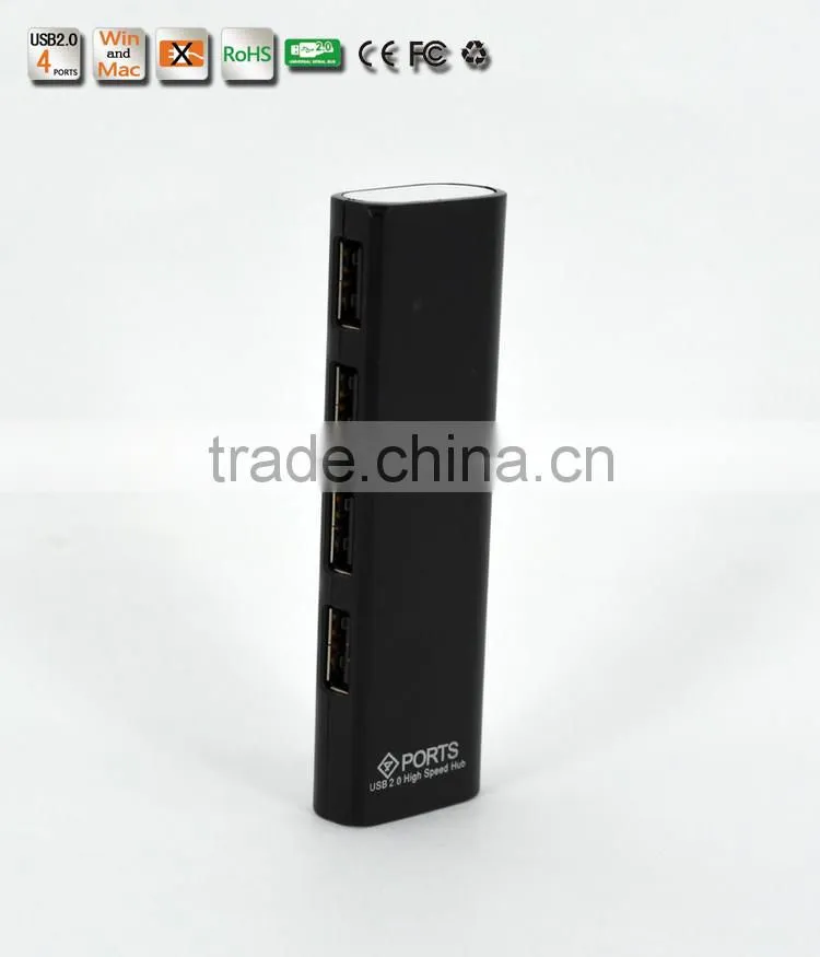 Slim shape but High Speed 480MBPS usb2.0 4 por hub form usb por hub suppliers with Plastic Casing