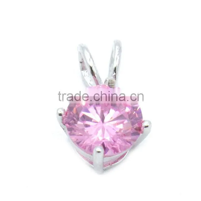 Wholesale 925 sterling silver jewelry single pink stone pendant