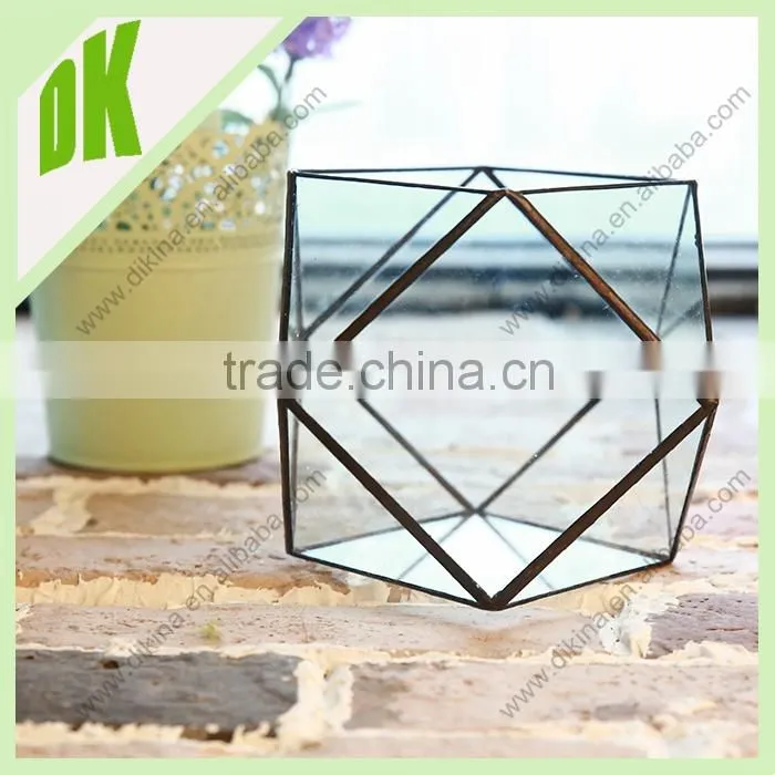 wedding favors and gifts trinket box Wholesale copper vase centerpieces/ handicraft hanging glassware geometric terrarium glass