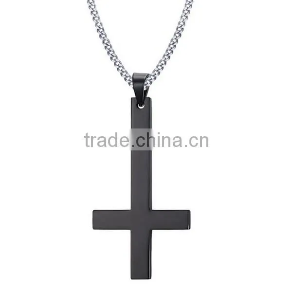 Europe Inverted Cross Stainless Steel Necklace 2016