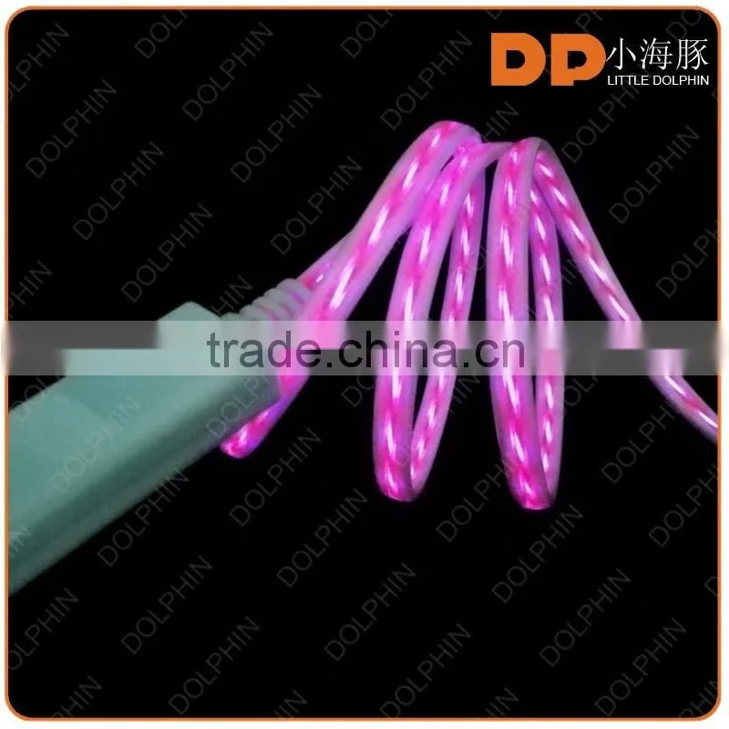 premium products visible flowing light charger cable LED glowing EL usb cable for chargers