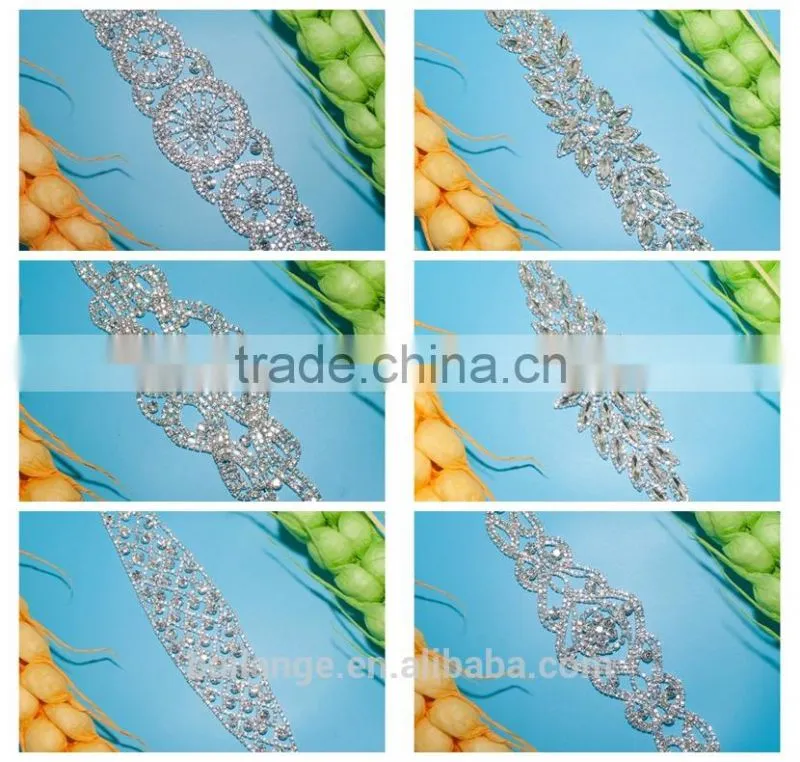 2015 hot selling top quality elegant style exquisite design metal rhinestone applique favorable wholesale price in Guangzhou
