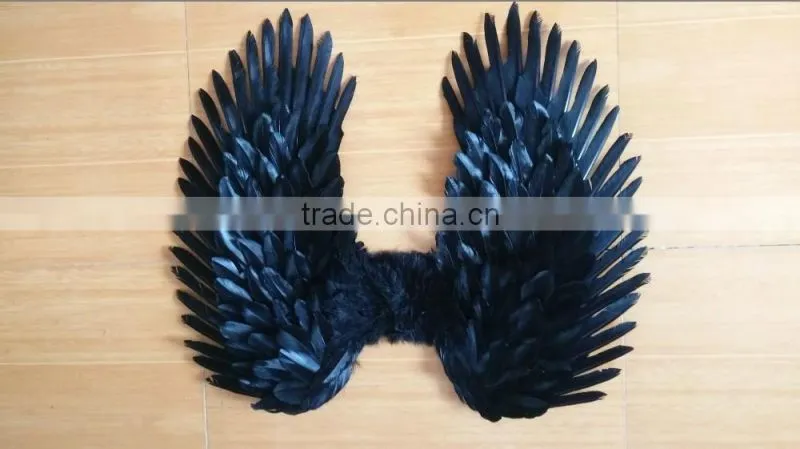 Adults' Black Costume Feather Angel Wings Point Up or Down