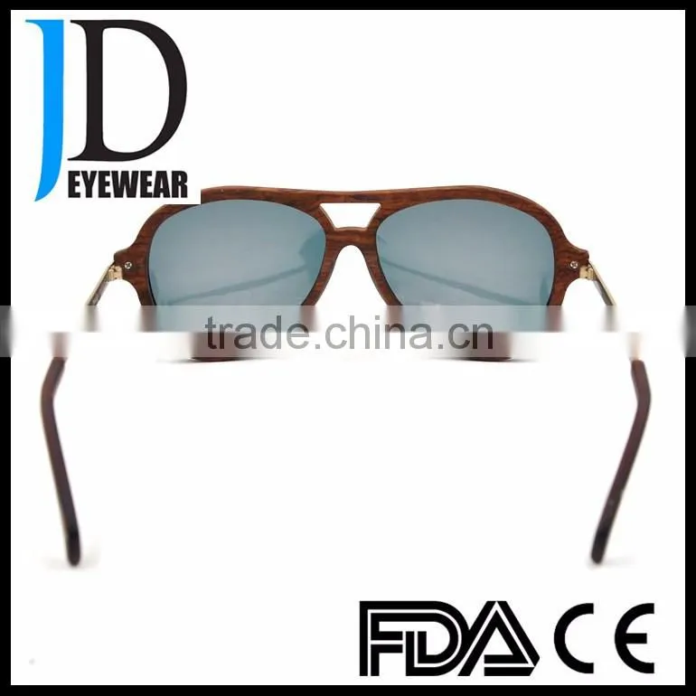 High Quality Classic Wood Metal Combination Aviator Wood Sunglasses