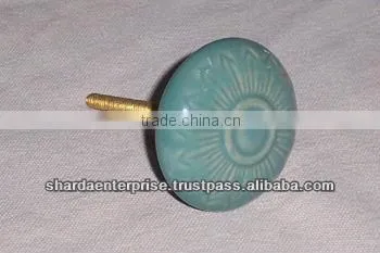 ceramic white knob with green circles