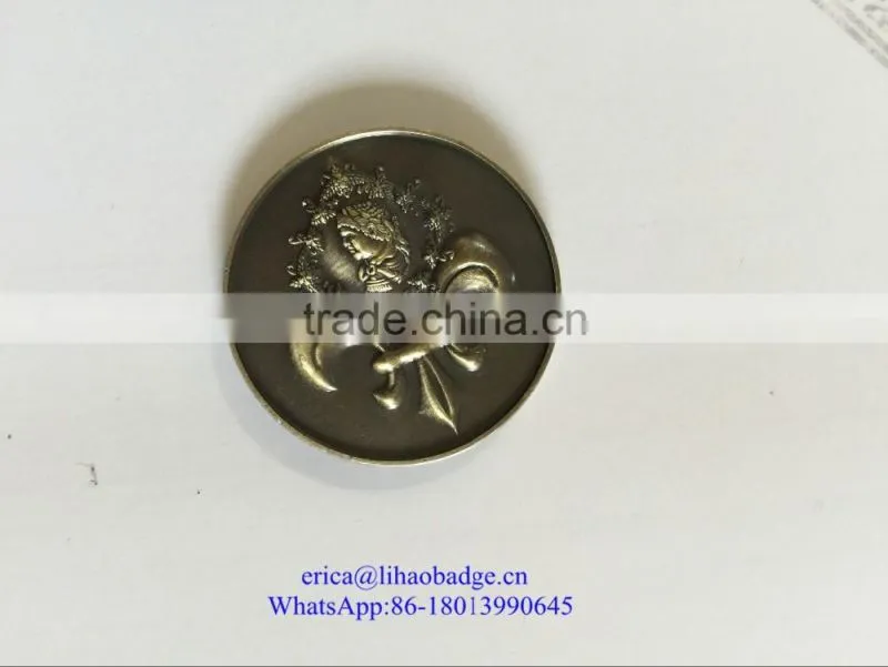 high quality customize metal coin/antique silver/antique bronze coin with eagle logo in any size