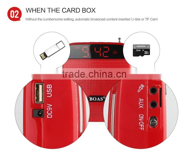 2015 New Arrive High Power Teaching Speaker Voice Amplifier Loudspeaker With FM MP3 Player Wonderful Tool For Tour Guide Sales