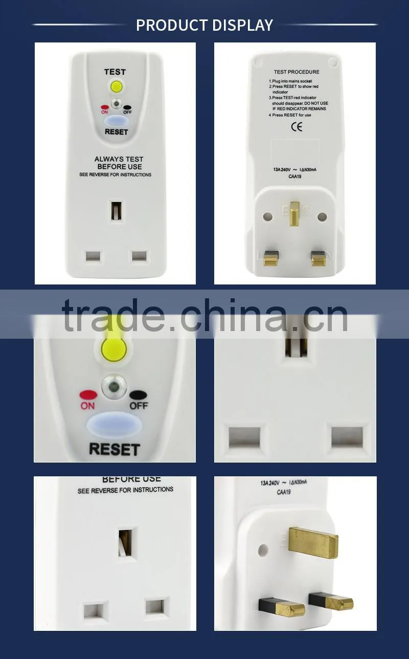 shenzhen electric appliance electrical multi socket plug alci gfci prcd 3-way plug /socket