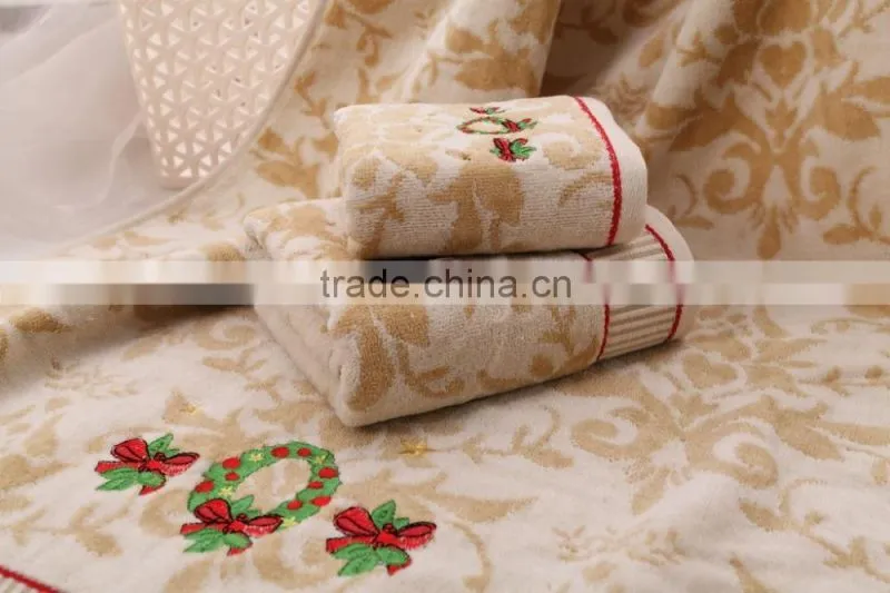 high quality cotton towel bath set with wreath pattern