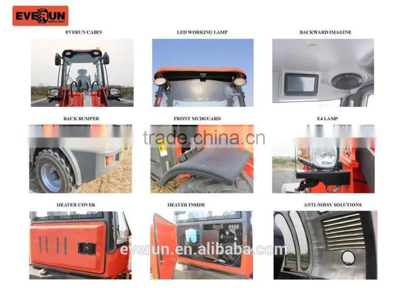 Qingdao Everun New Agricultural Machines ER16 Graaple Forks Loader With Electric Joystick