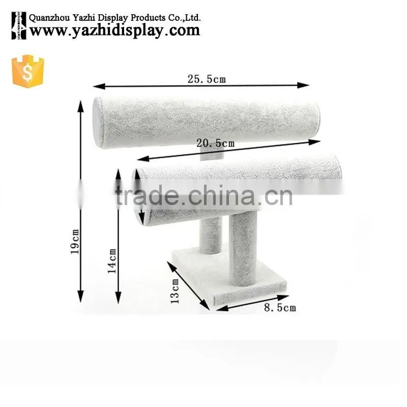 Jewellery Store Practical Wood Tabletop 2-Layer Commercial Bracelet Watch Display Velvet Jewelry Stand