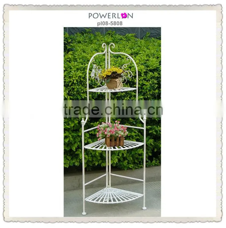 outdoor antique white iron flower shelf