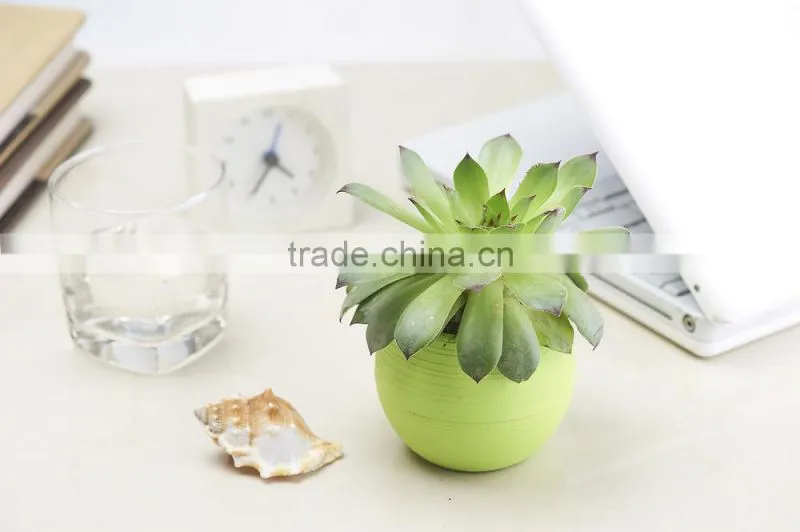 Round Plastic Plant Flower Pot Home Office Decor Planter-Medium Size