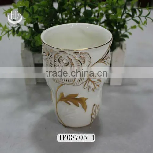 New product ceramic embossed gold lace tea pot and kettle set teapot