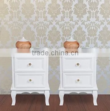 Set of Two Small Traditional Style Bedside Table in White