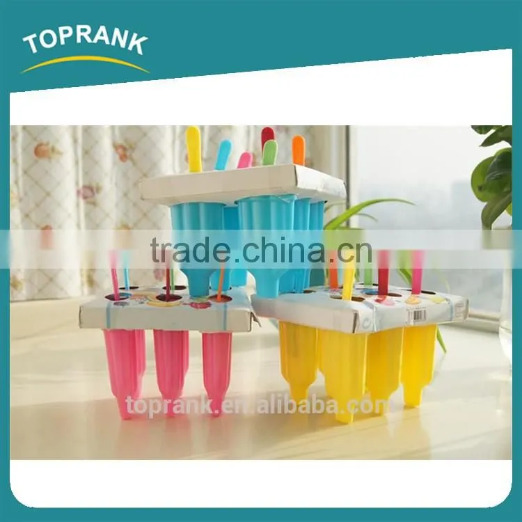 Toprank Colorful Candy Color DIY 6 Pieces Ice Cream Popsicle Mold/Ice Cream Pop Maker Plastic Ice Lolly Mould