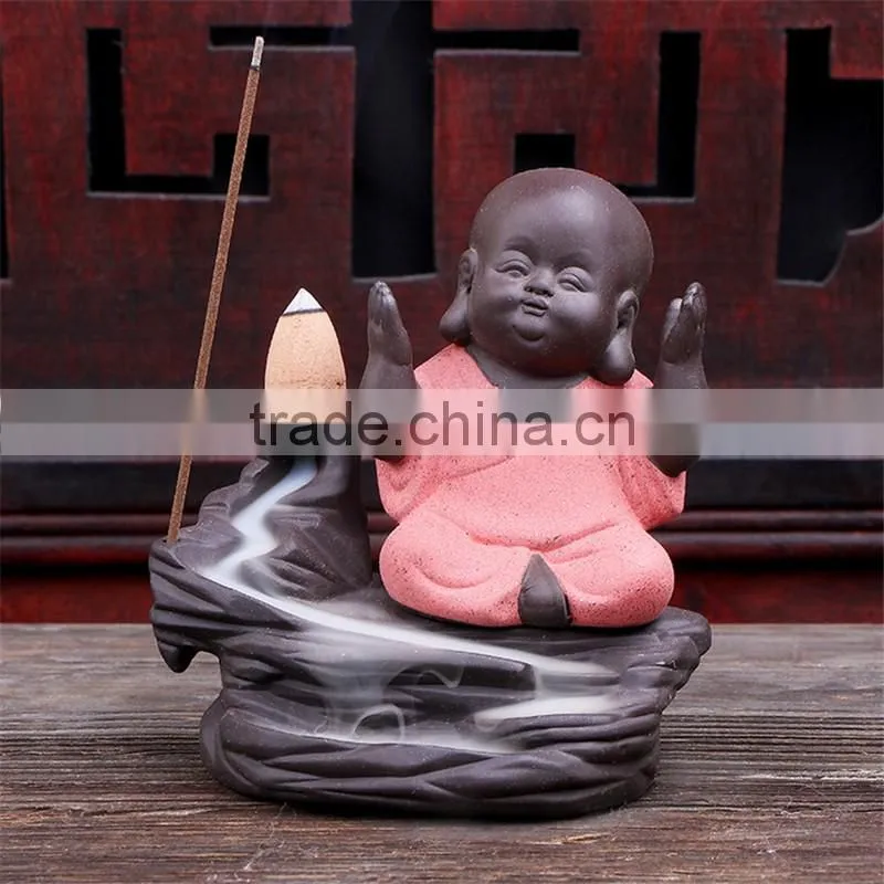 Colorful Ceramic Monk Burner Creative Decor Backflow Incense Crafts