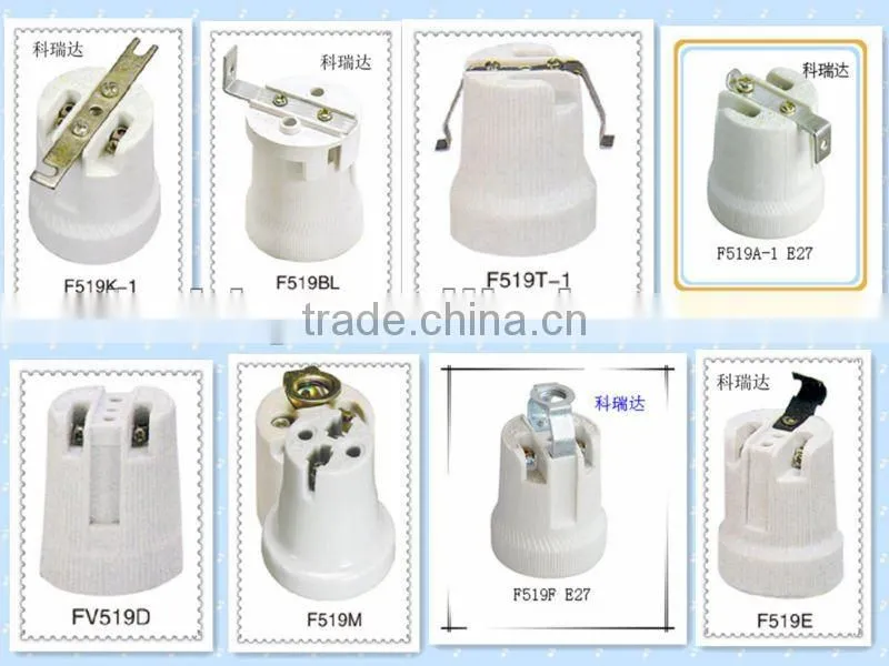 types of E27 porcelain white screw cap lamp holder socket