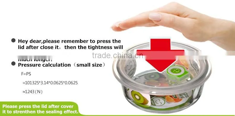Round Glass Food Container with Lock Lid Glass Bowl