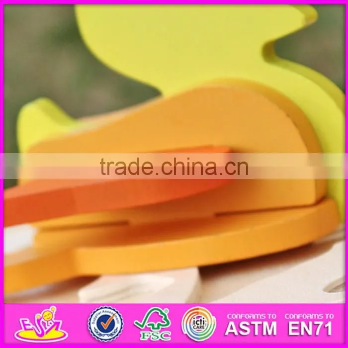 2017 New product funny 3d duck children wooden animal puzzles for toddlers W14G043