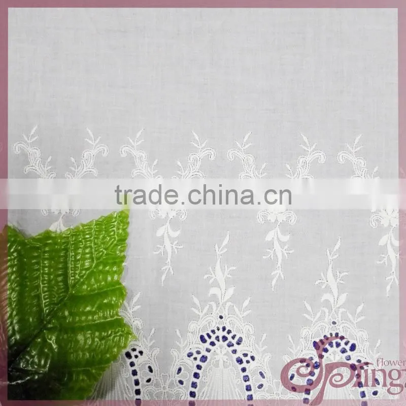 mirror embroidery on cotton sheeting fabric for dress