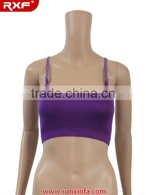 Wholesale hot drilling shoulder strap sports bra/ladies stylish sports bra