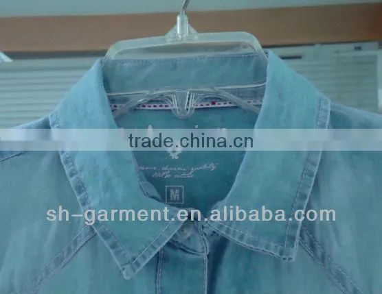 womans blue short sleeve shirt with two chest pockets 22