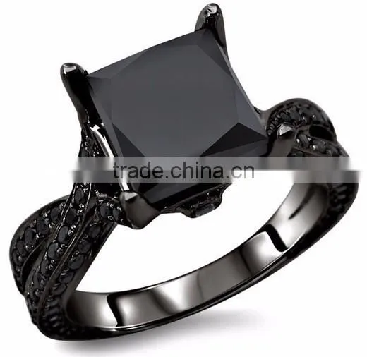 Original design modest luxury micro paved big square diamond black ring for men