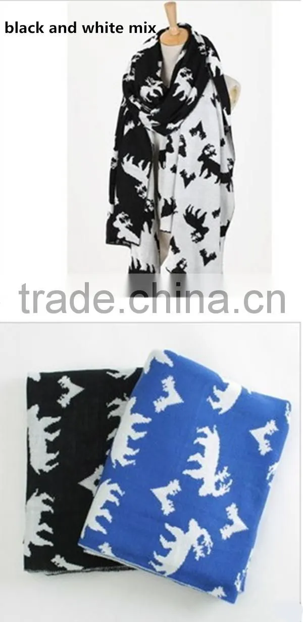2 color choice Autumn and winter warm animal pattern lady knit korean scarf hijab scarf