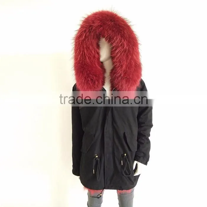 Myfur Luxury Stylish Real Fox Fur Lined Women Long Parka Coat Wholesale