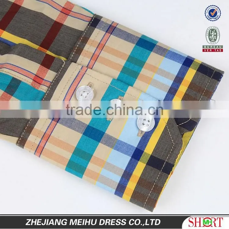 Latest fashion men casual shirts plaid fabric button up shirts for men