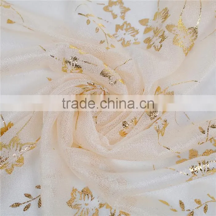 Imitation Silk Scarves & Wraps Rectangle Golden Beige Flower Scarf Factory China