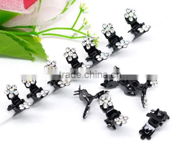 AB Color Rhinestone Flower Hair Claw Clips 20x13mm