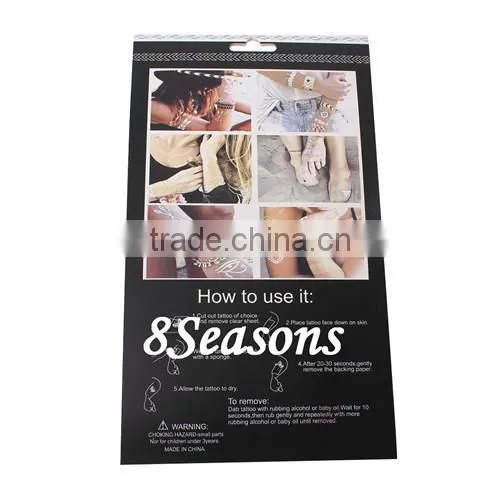 OEM&Custom Made Mixed Pattern Gilding Water Transfer Printing Large Size Waterproof Paper Temporary Tattoos Sticker