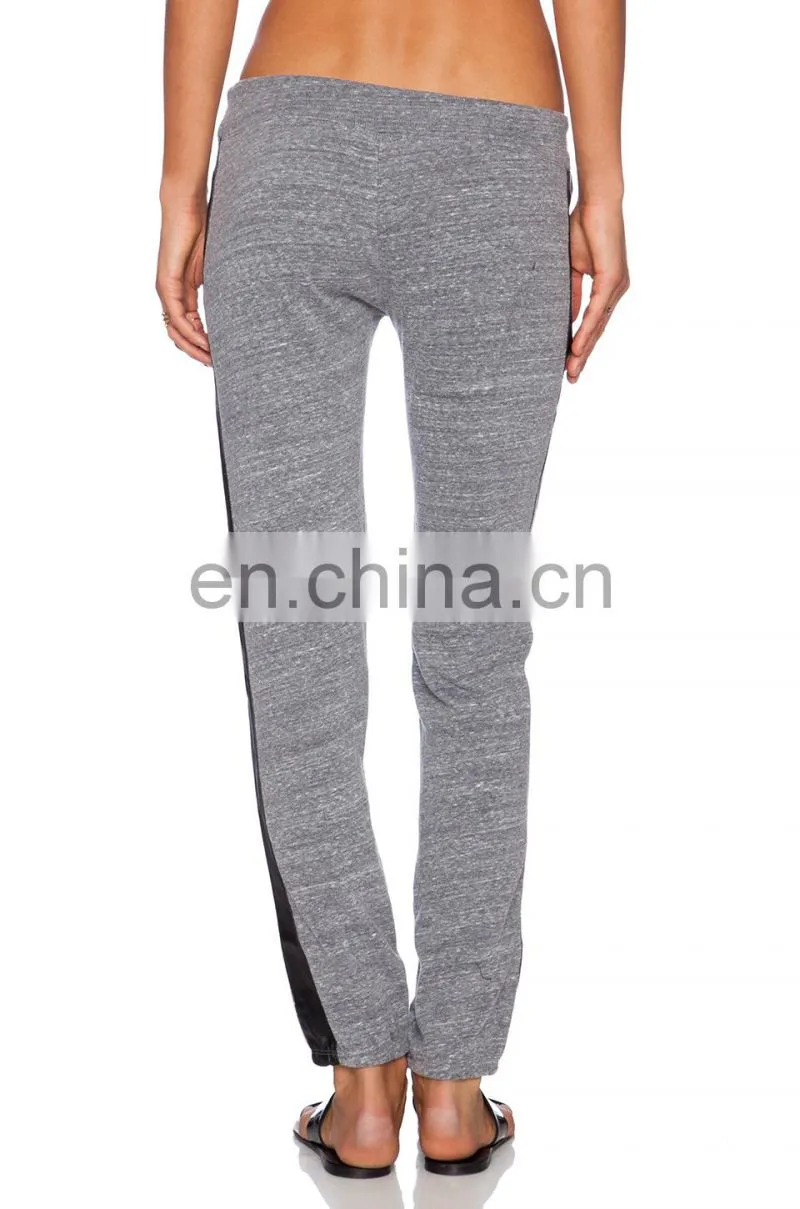 Wholesale Fashion Blank Jogger Pants with Leather