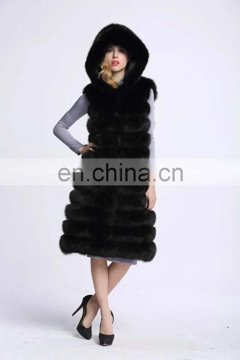 2016 Winter Genuine Fur Vests China Cheap Long Fur Vest Real Fox Fur Vest
