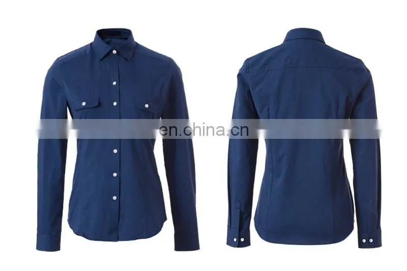 2016 fashion design navy women blouse for office ladies shirt