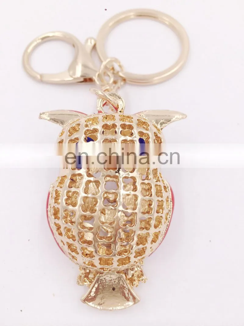 Owl Key Chains Crystal Eyes Rhinestone Key Chain Charm Purse Handbag Car Key Keyring Keychain