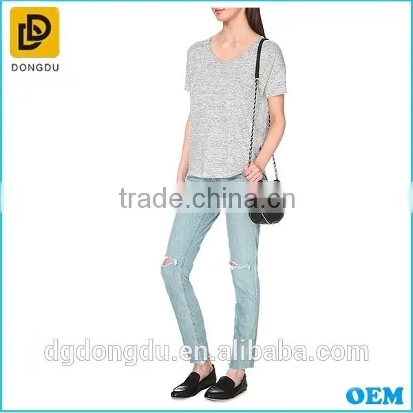 Hot Sale Fashion High Quality Lady Fitted Cotton Simple T shirt 2016