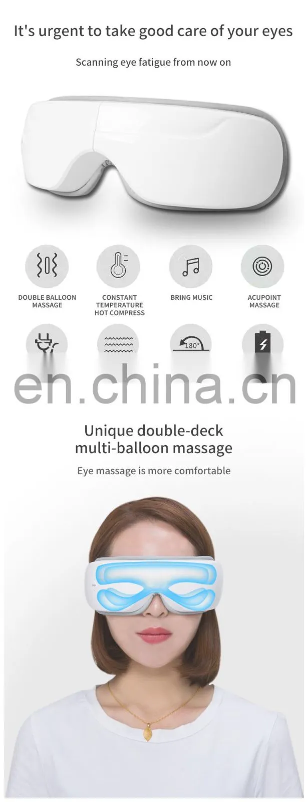 Acupuncture Wireless Sonic Eye Mask Massager Heated Device Vibration Eye Care Massage
