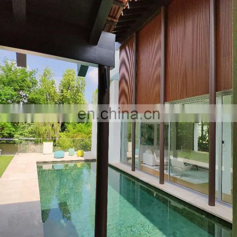 New Design Square Tube Wooden Profile Aluminum Main Gate For Decoration
