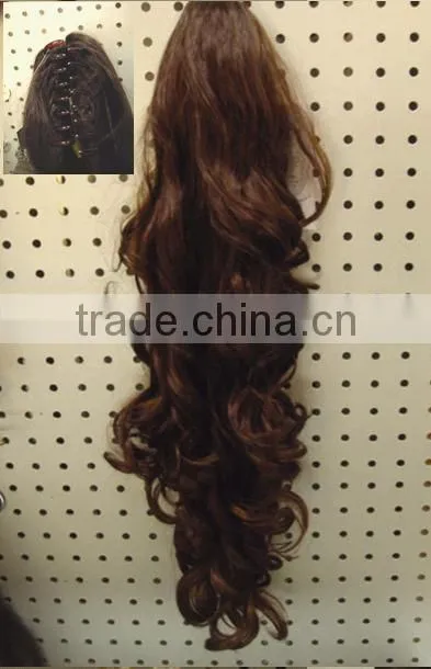 ponytail hair extension with clip heat resistant fiber 24inch 170gram color 33#