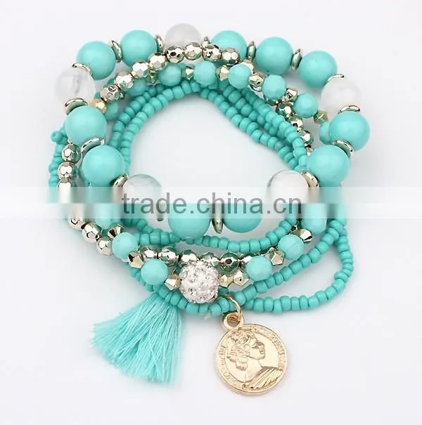 Handmade Jewelry Cuff Bracelet Multi Strand Glass Seed Beads Cuff Bracelet