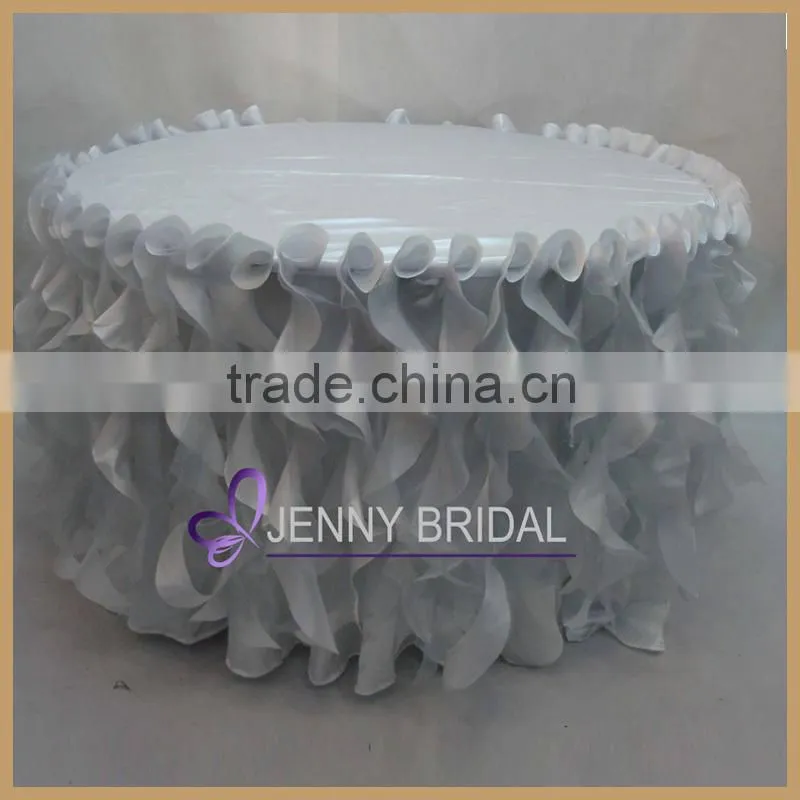TC055B China wholesale black and white ruffles table skirting designs