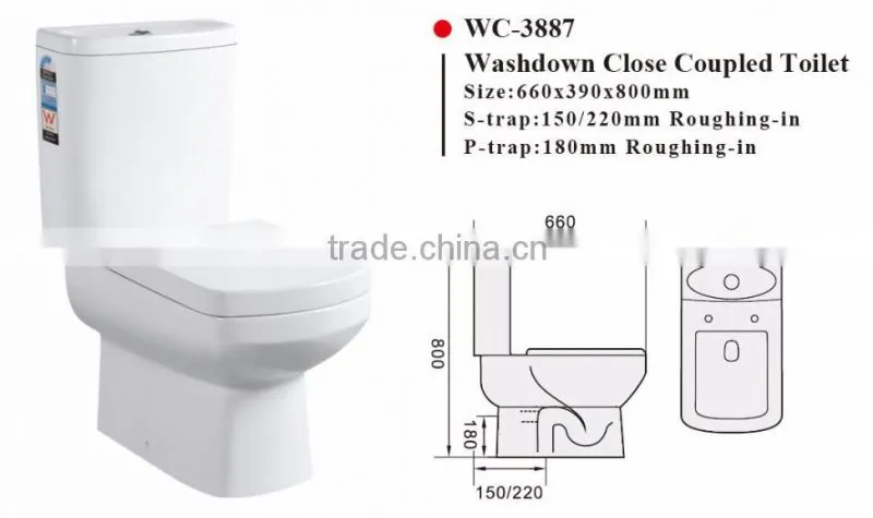 Two-piece MEIYE Watermark Toilet S/P Trap with GEBERIT or R&T Fitting Soft Cover, Australian WELS WC-3887