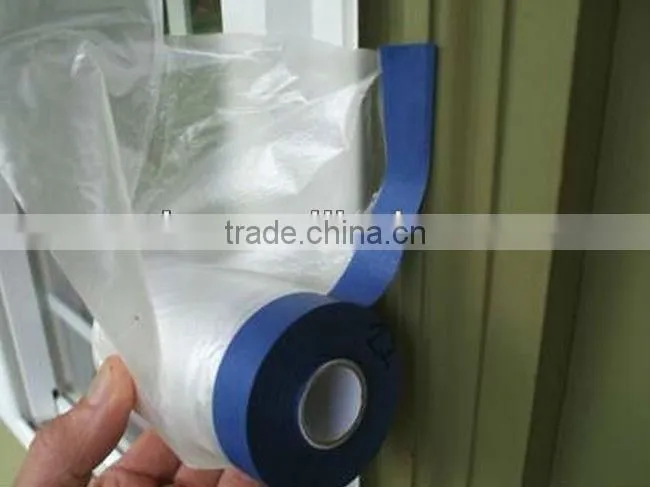 Hot sale pre-taped masking film with bule tape