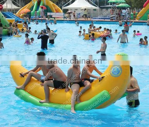 popular inflatable banana boat aqua toys in swimming pool