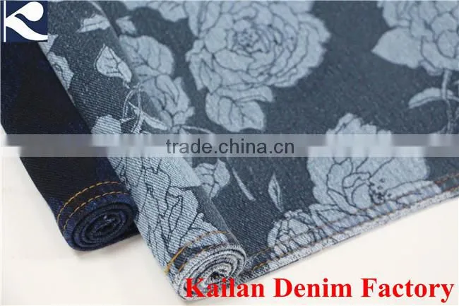 Discharge Printed Knitting Denim Fabric