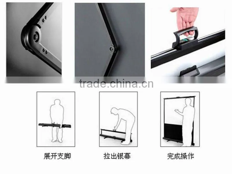 Aluminum case Portable floor up screen (60"-100")