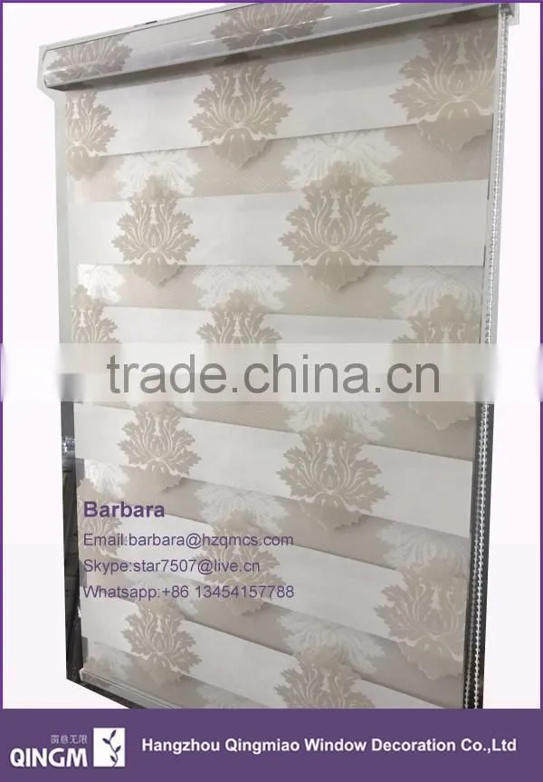 Home decoration modern polyester carved flowers zebra roller blind
